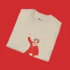 Zoomed in close up image of the Denis “The King” “Lawman” Law T-shirt by Red Devil Threads, inspired by Manchester United fans in a tribute to the striker who made 404 appearances for Manchester United.
